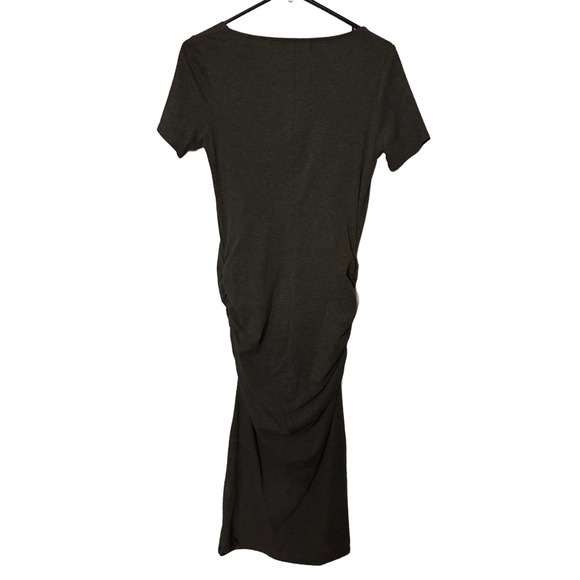 Michael Stars Dark Grey Ruched Cowl Neck Midi Dress Small | Sleek Minimalist - Picture 3 of 4